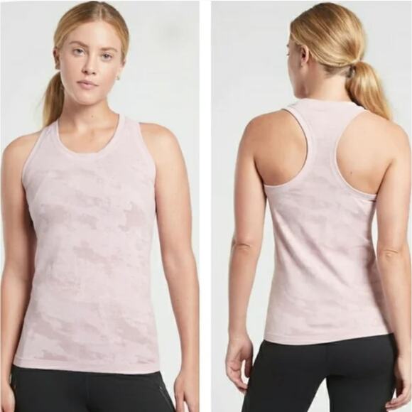 ATHLETA Momentum Seamless Racerback Tank Delicate Pink Camo Sz XS - Picture 1 of 8